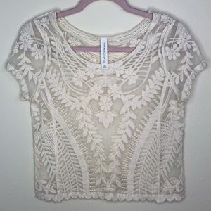 Aeropostale Sheer Lace Crop Top - XS